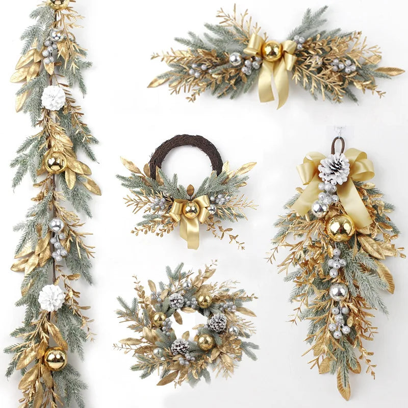 Golden Rattan Christmas Wreath for Festive Decor