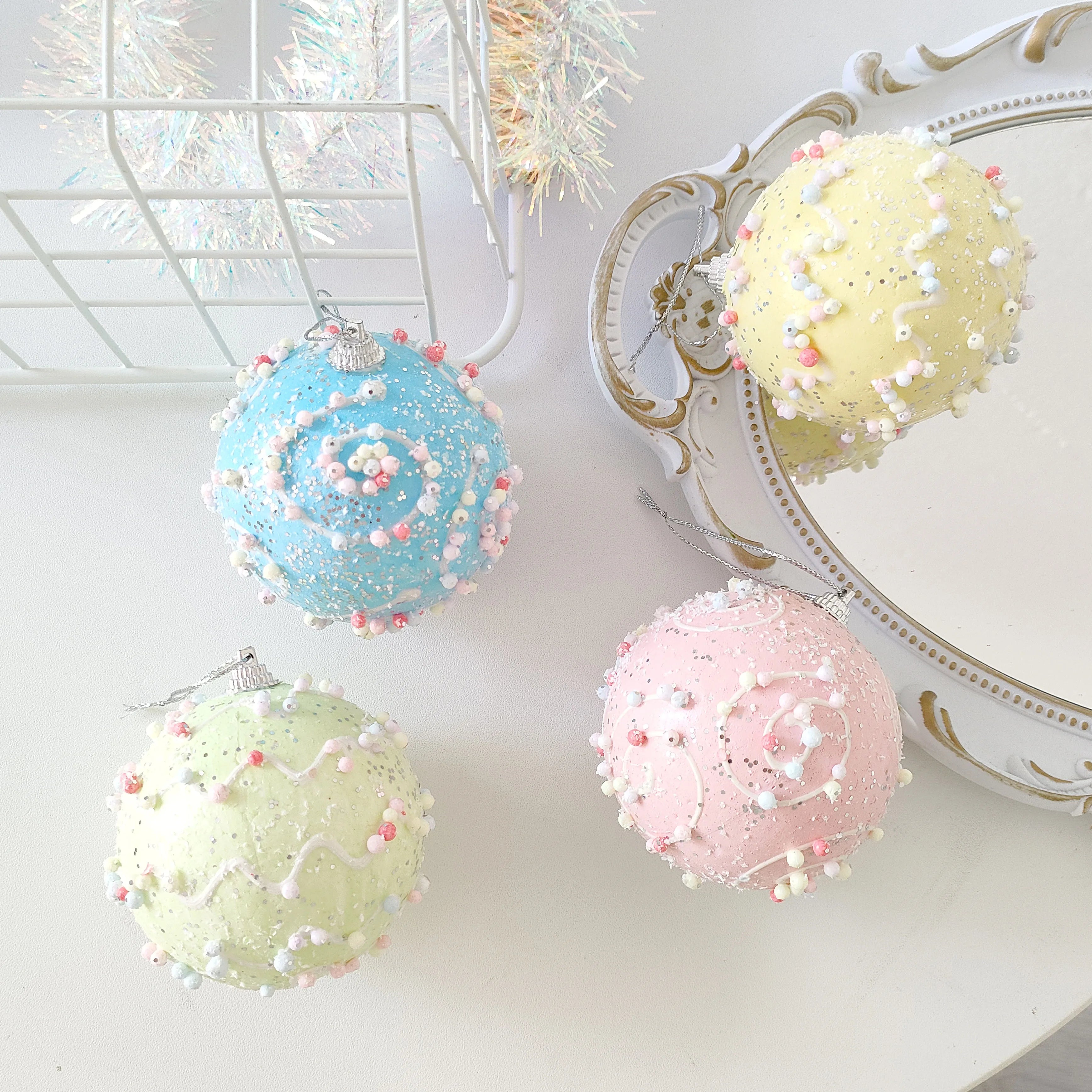 Colorful Sequin Macaron Ball Christmas Ornaments - Image 9