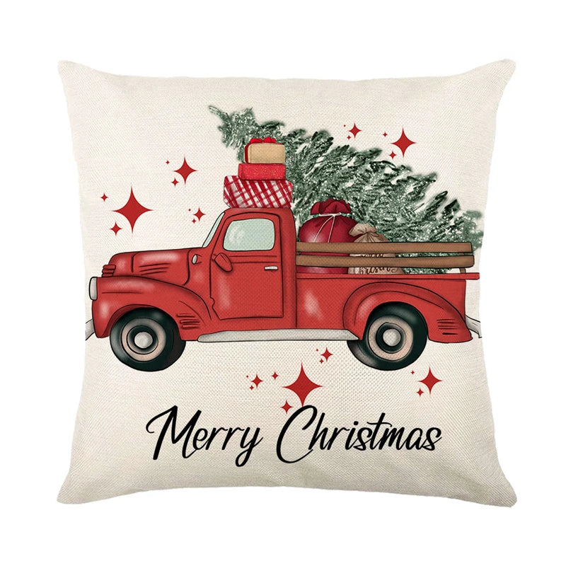 Festive Snowman Elk Linen Pillow Cover 45x45cm - Image 20
