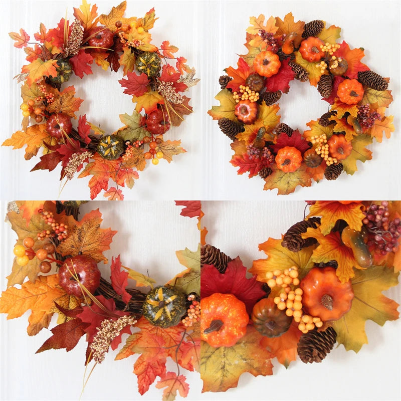 Festive Autumn Door Wreath with Pumpkins & Berries - Image 6