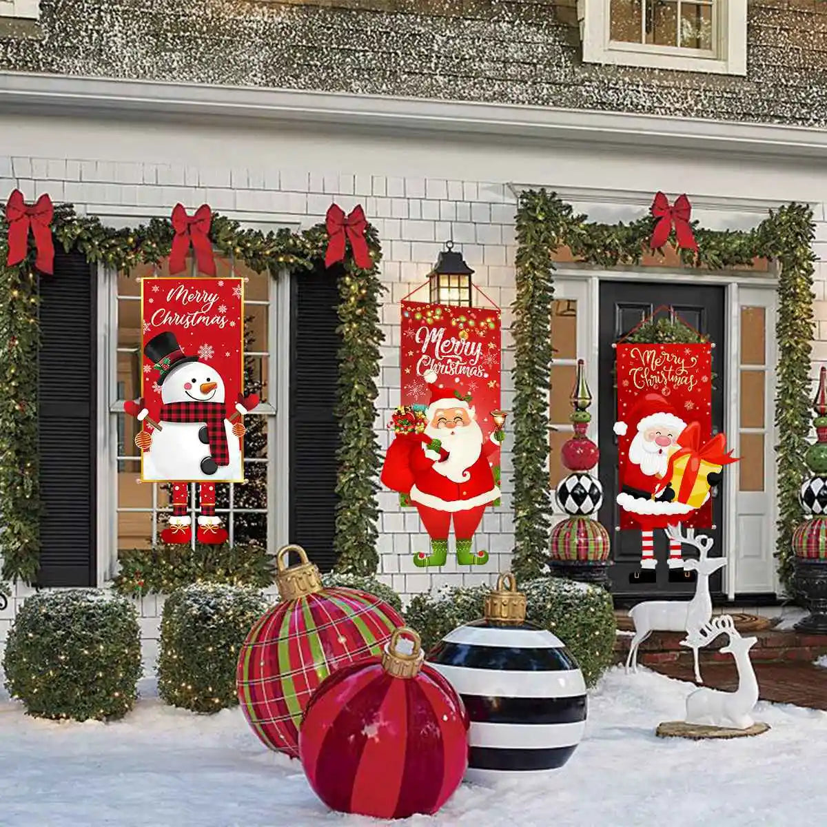 Festive Christmas Hanging Flag Banner for Home - Image 45