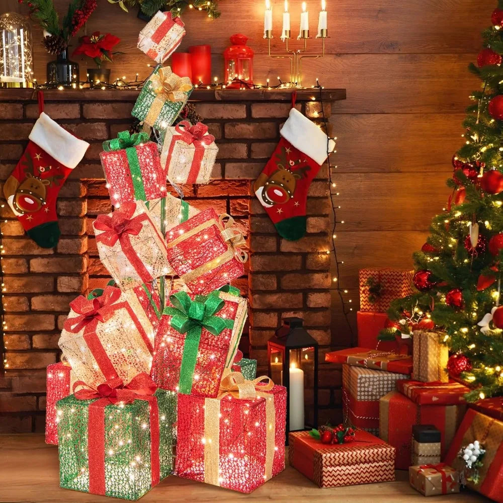 15 Pre-Lit Christmas Gift Box Decorations