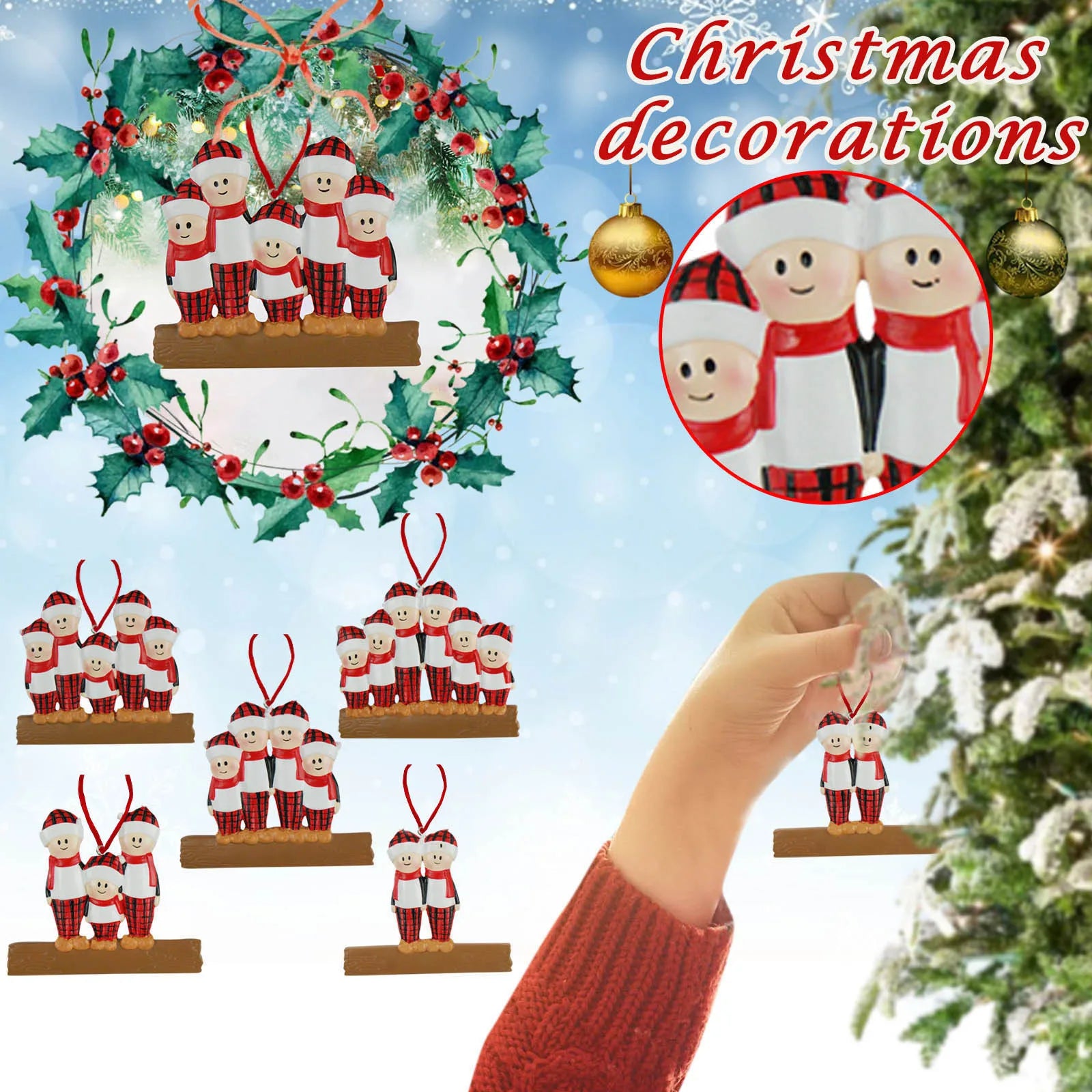 2D Family Christmas Tree Ornament Decoration - Image 8