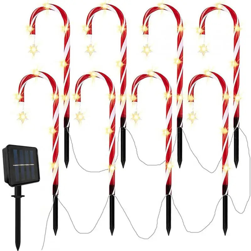 8 Solar Candy Cane Lights for Outdoor Christmas Decor - Image 3