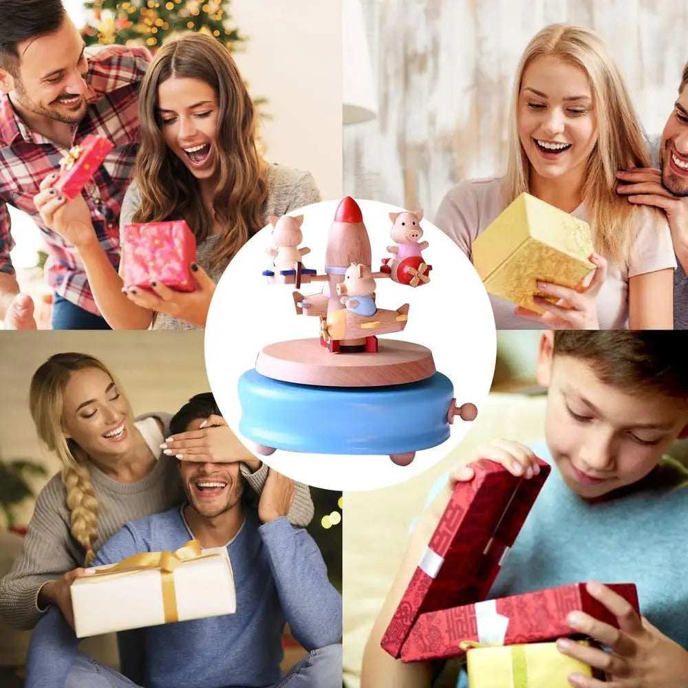 Enchanting Wooden Carousel Music Box for Christmas - Image 18