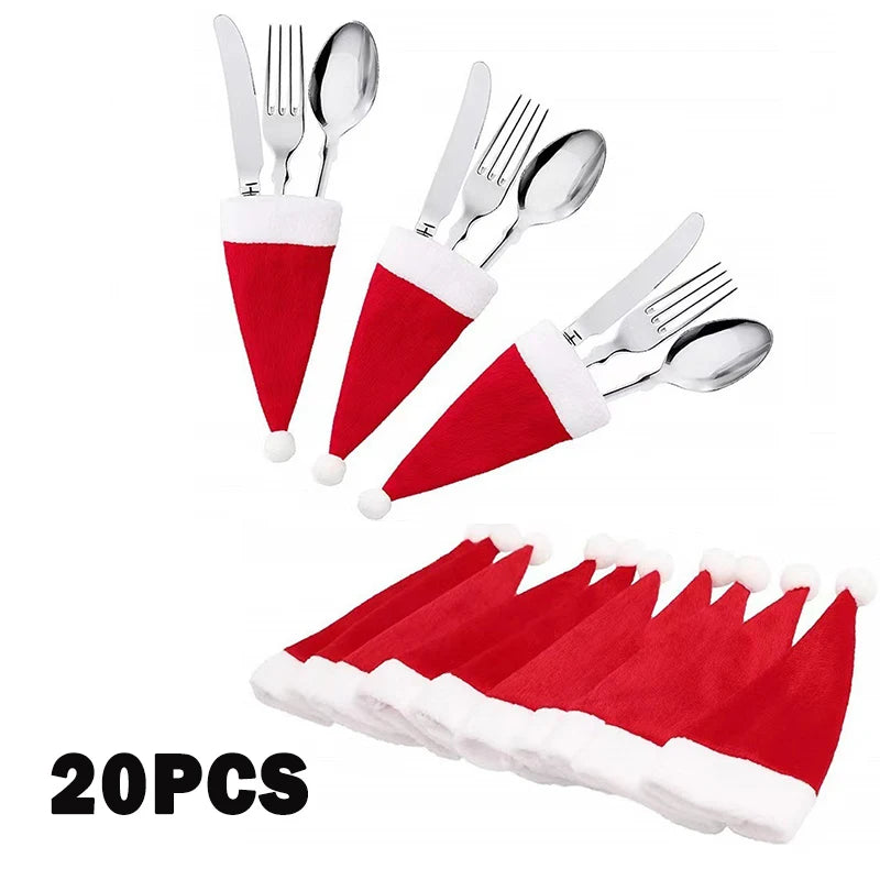 Festive Christmas Tableware Holder & Cutlery Bags