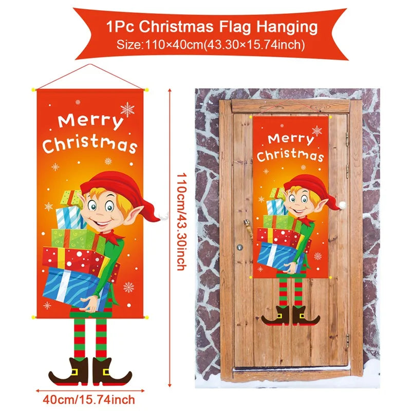 Festive Christmas Hanging Flag Banner Decor - Image 17