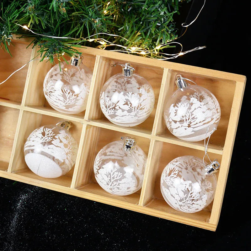 Charming 6-Pack Clear Snow Christmas Baubles - Image 7