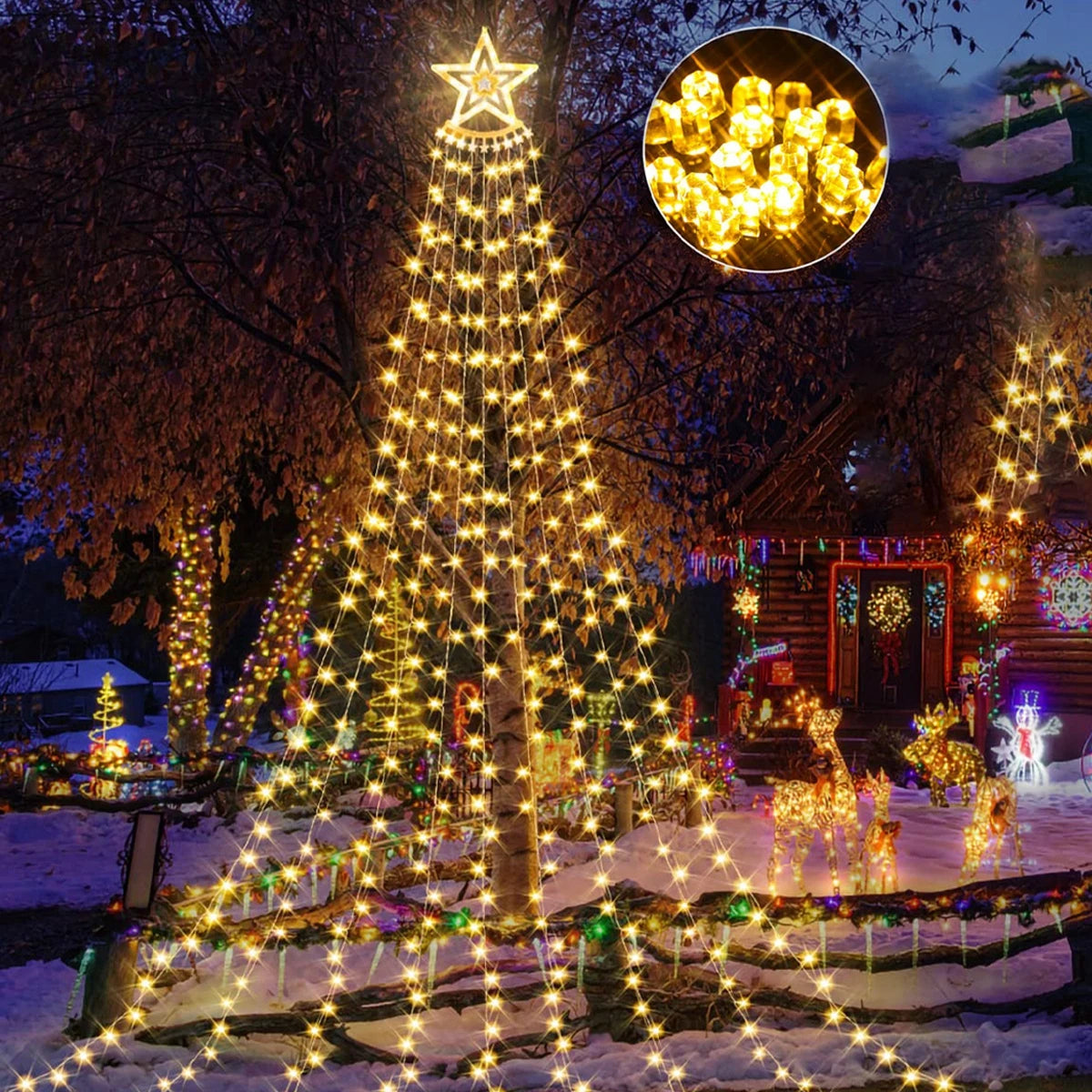 Enchanting LED Star Waterfall Fairy Lights for Christmas