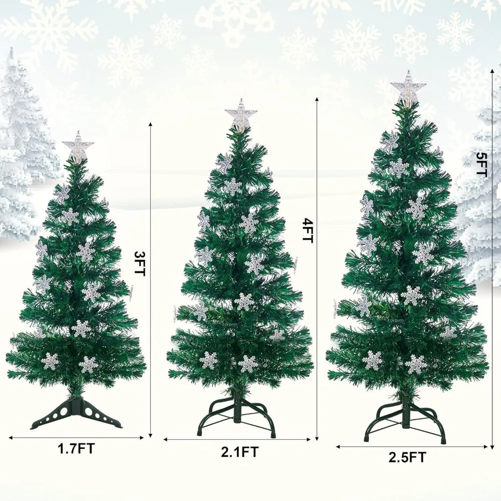 4FT Snowflake Top Star Christmas Tree with LED Lights - Image 3
