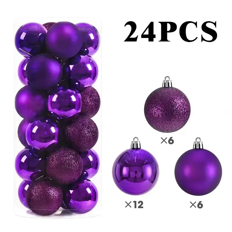 24-Piece 8CM Colorful Christmas Ball Ornaments Set - Image 11