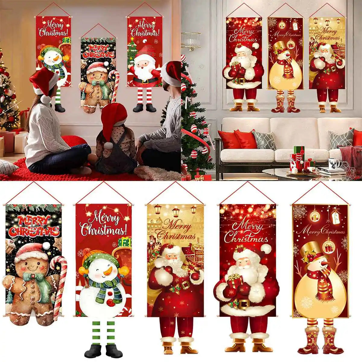 Festive Christmas Hanging Flag Banner for Home - Image 49