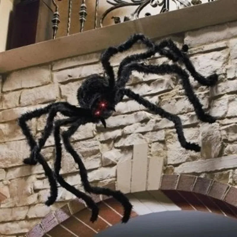 Giant Black Plush Spider Decorations for Halloween - Image 20