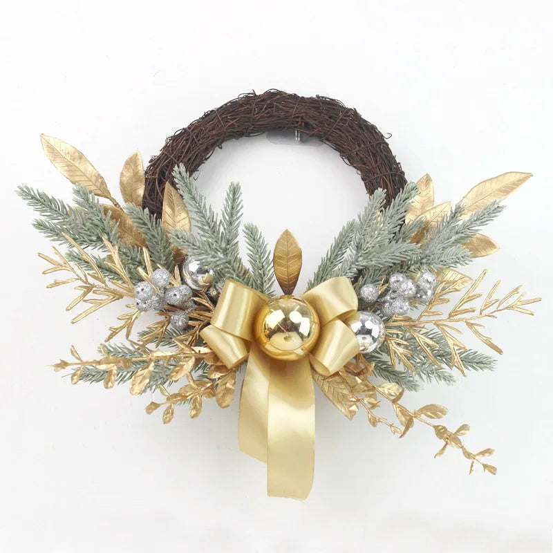 Golden Rattan Christmas Wreath for Festive Decor - Image 16