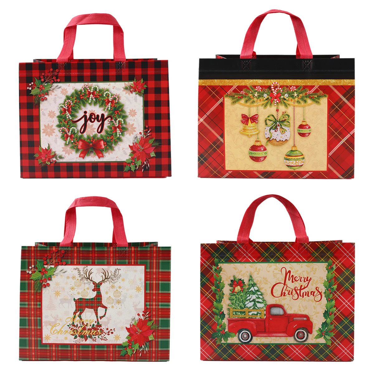 Festive Elk Plaid Christmas Gift Bag - Image 15