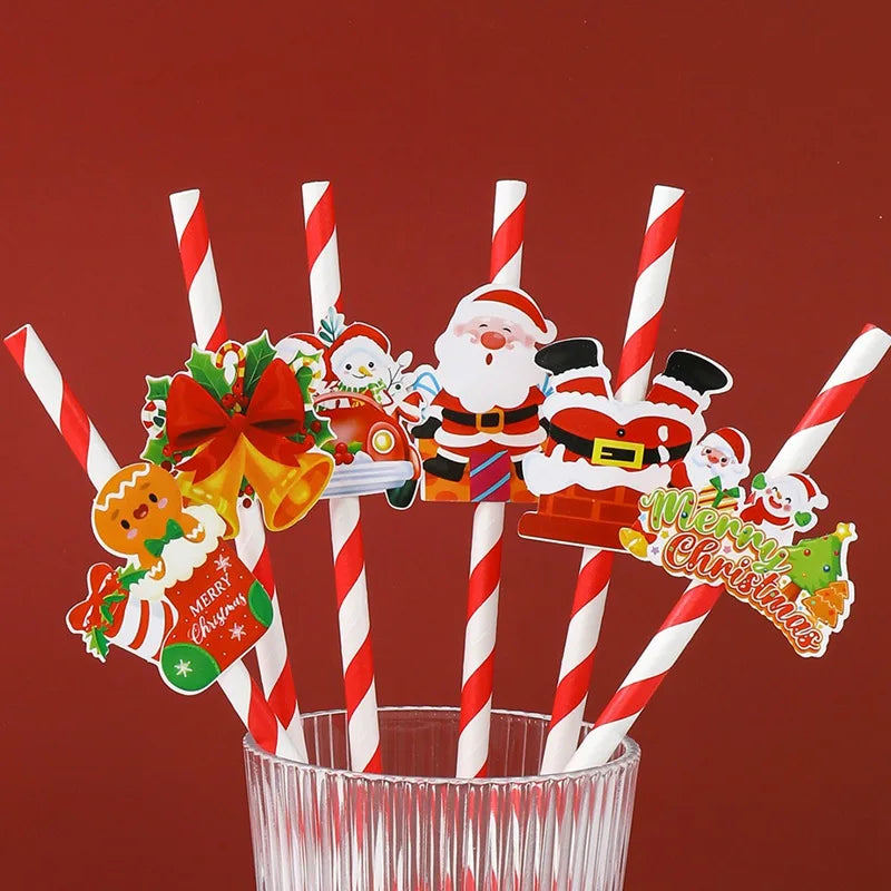 12 Christmas Themed Paper Straws for Festive Celebrations - Image 15