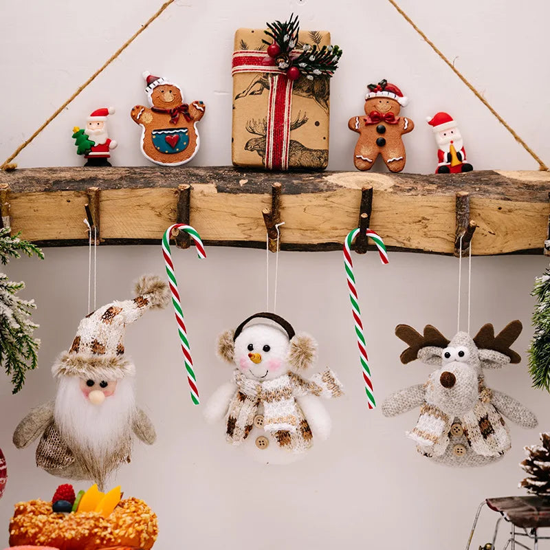 Charming Plush Santa, Snowman & Elk Ornaments - Image 7
