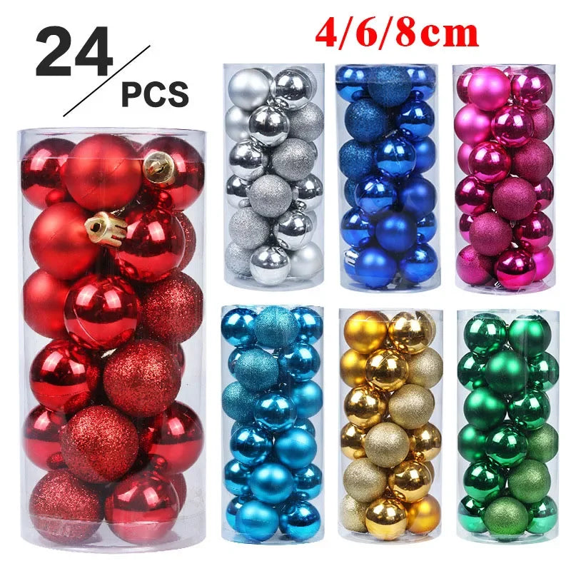 24-Piece 8CM Colorful Christmas Ball Ornaments Set - Image 21