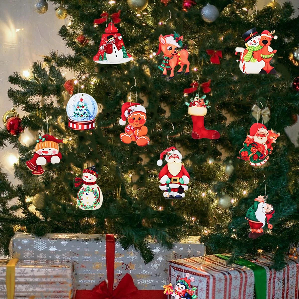 24pcs Festive Wooden Christmas Tree Ornaments - Image 13