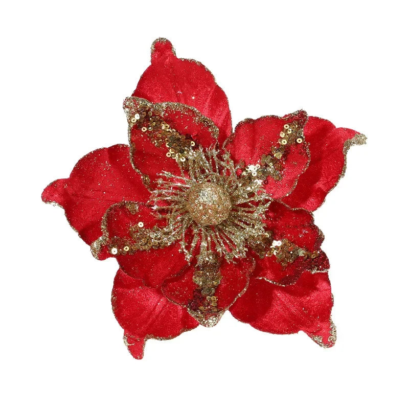 Elegant 22cm Christmas Floral Ornaments for Holiday Cheer - Image 9