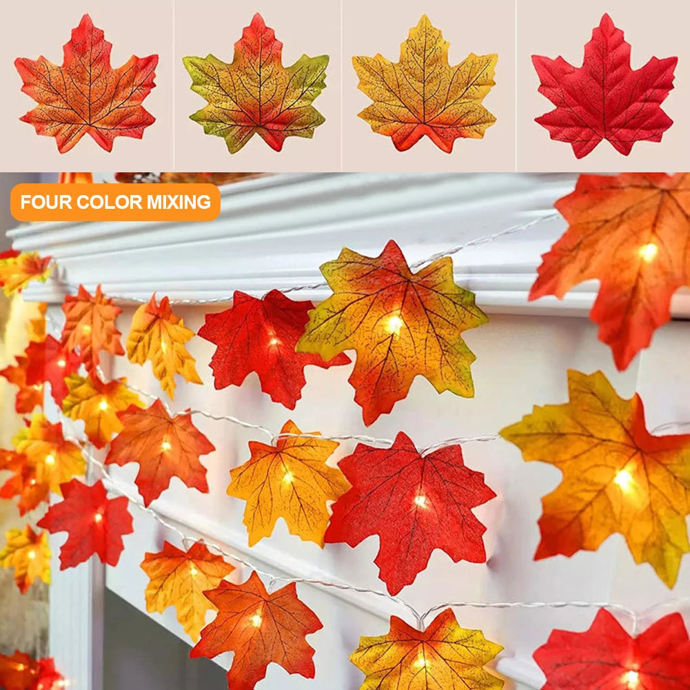 Magical LED Autumn Maple Leaf Garland Lights - Image 4
