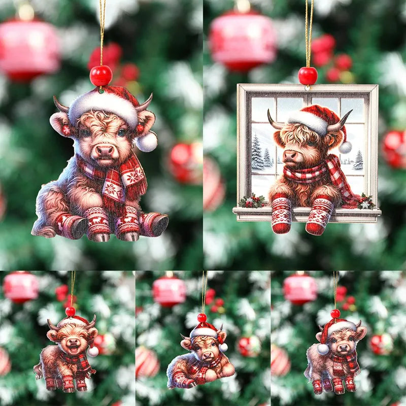Charming Wooden Cow Christmas Ornaments for Festive Decor - Image 14