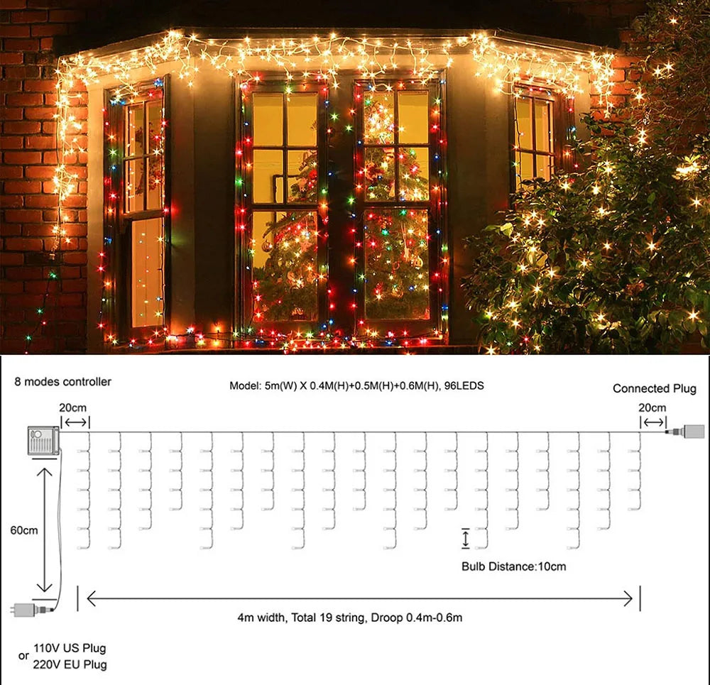 Enchanting 5m LED Christmas Curtain Lights - Image 13
