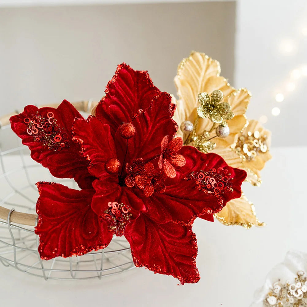 Elegant 22cm Artificial Christmas Flower Ornaments - Image 20