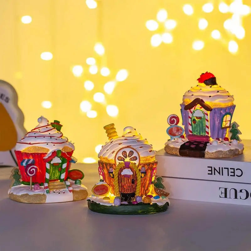 Festive LED Mini Christmas Light House Ornament