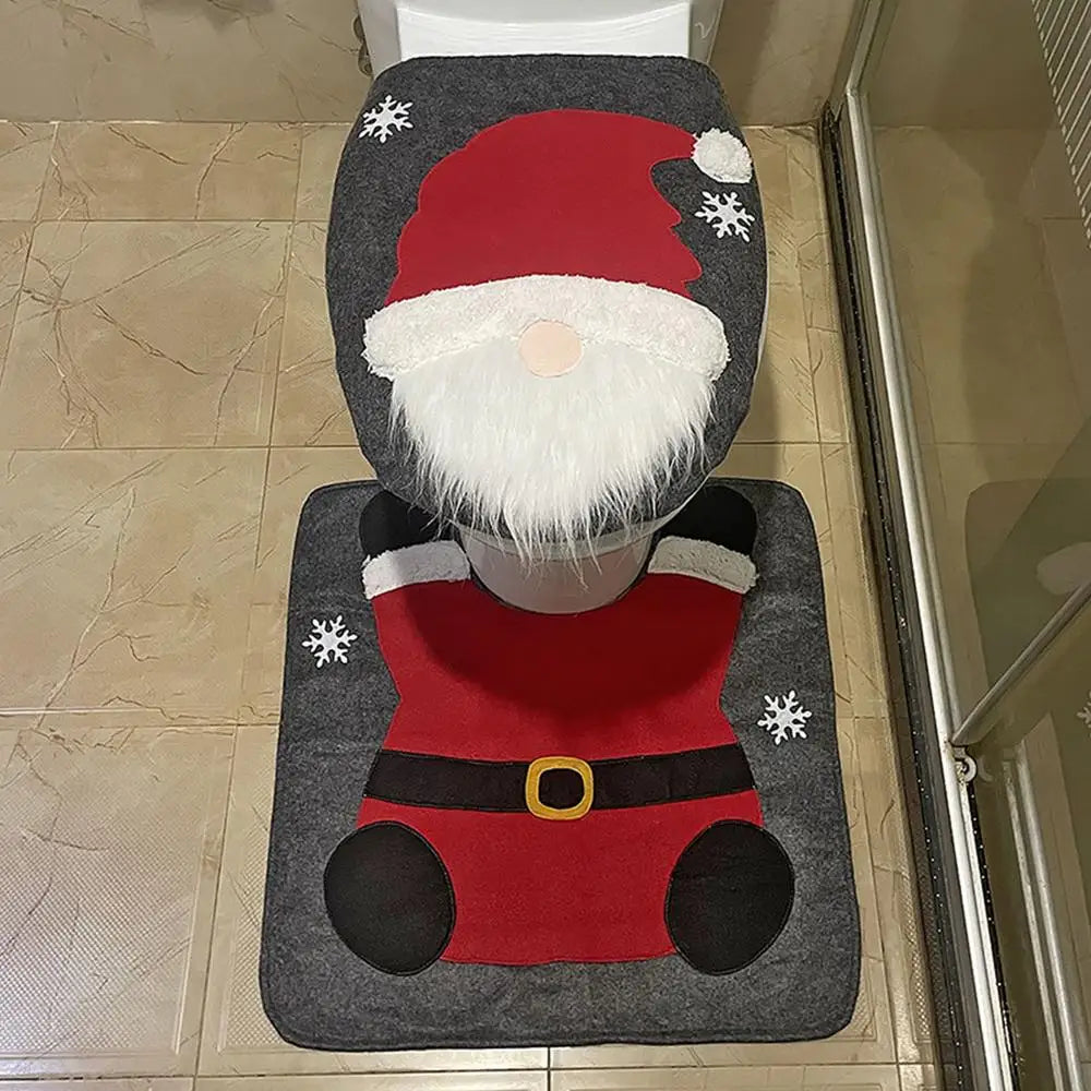 Festive Santa Bathroom Mats Set for Christmas - Image 8