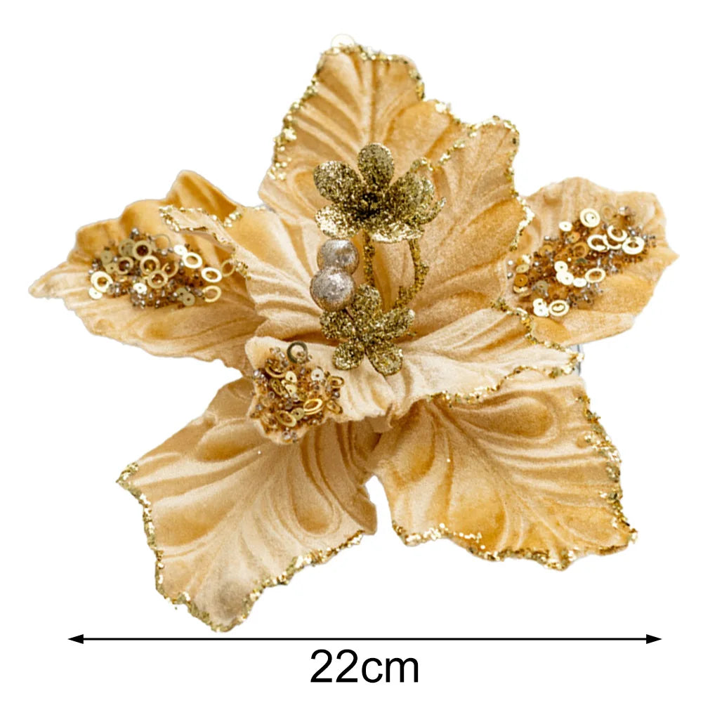 Elegant 22cm Artificial Christmas Flower Ornaments - Image 12
