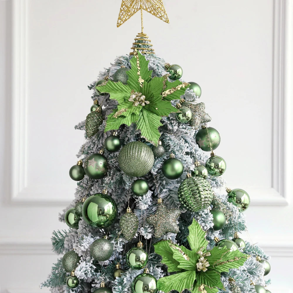 46pcs Burgundy and Green Christmas Ornaments Set - Image 3