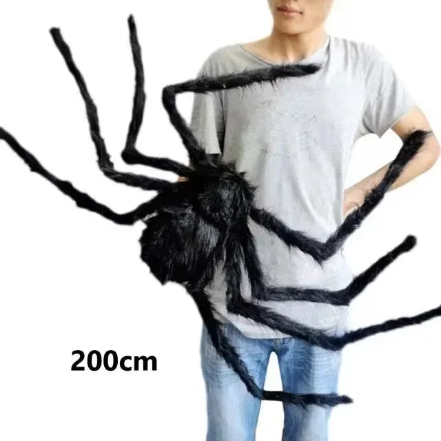 Giant Black Plush Spider Decorations for Halloween - Image 9