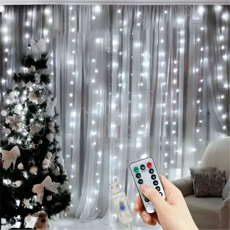 USB Remote LED Curtain Fairy Lights - 8 Modes - Image 17