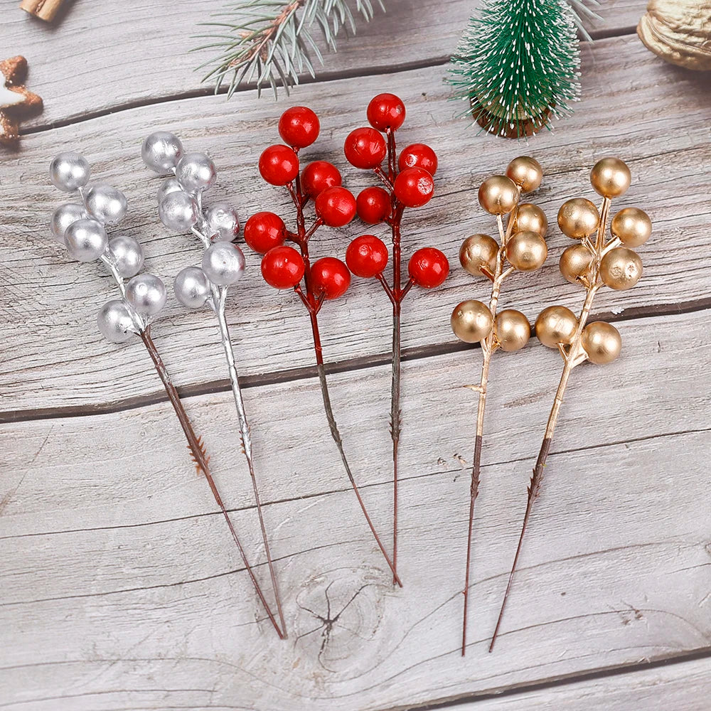 Festive Red & Gold Artificial Berries for Christmas Decor - Image 20