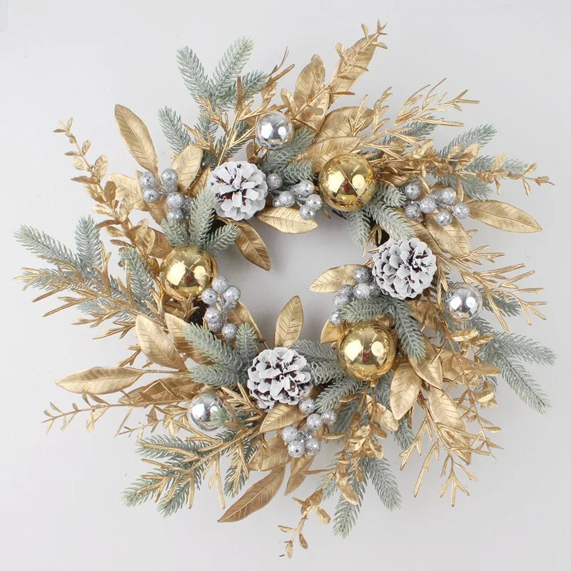 Golden Rattan Christmas Wreath for Festive Decor - Image 3