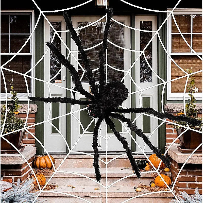 Giant Black Plush Spider Decorations for Halloween - Image 15
