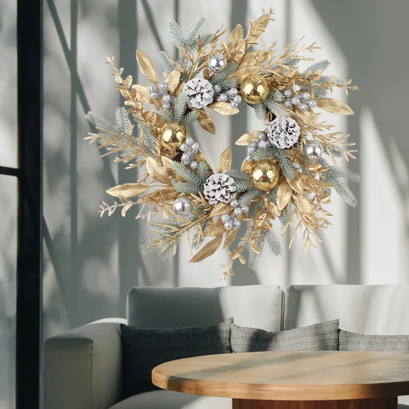 Golden Rattan Christmas Wreath for Festive Decor - Image 21