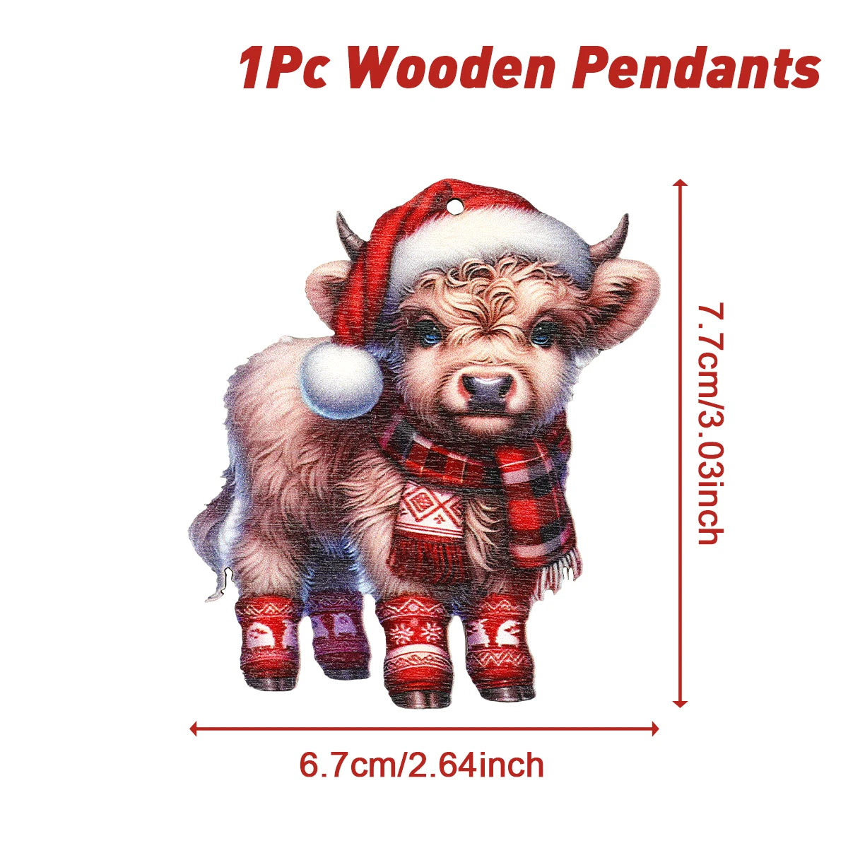 Charming Wooden Cow Christmas Ornaments for Festive Decor - Image 6