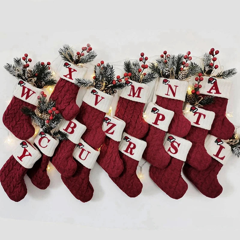 Festive Knitted Alphabet Socks Christmas Ornaments - Image 34