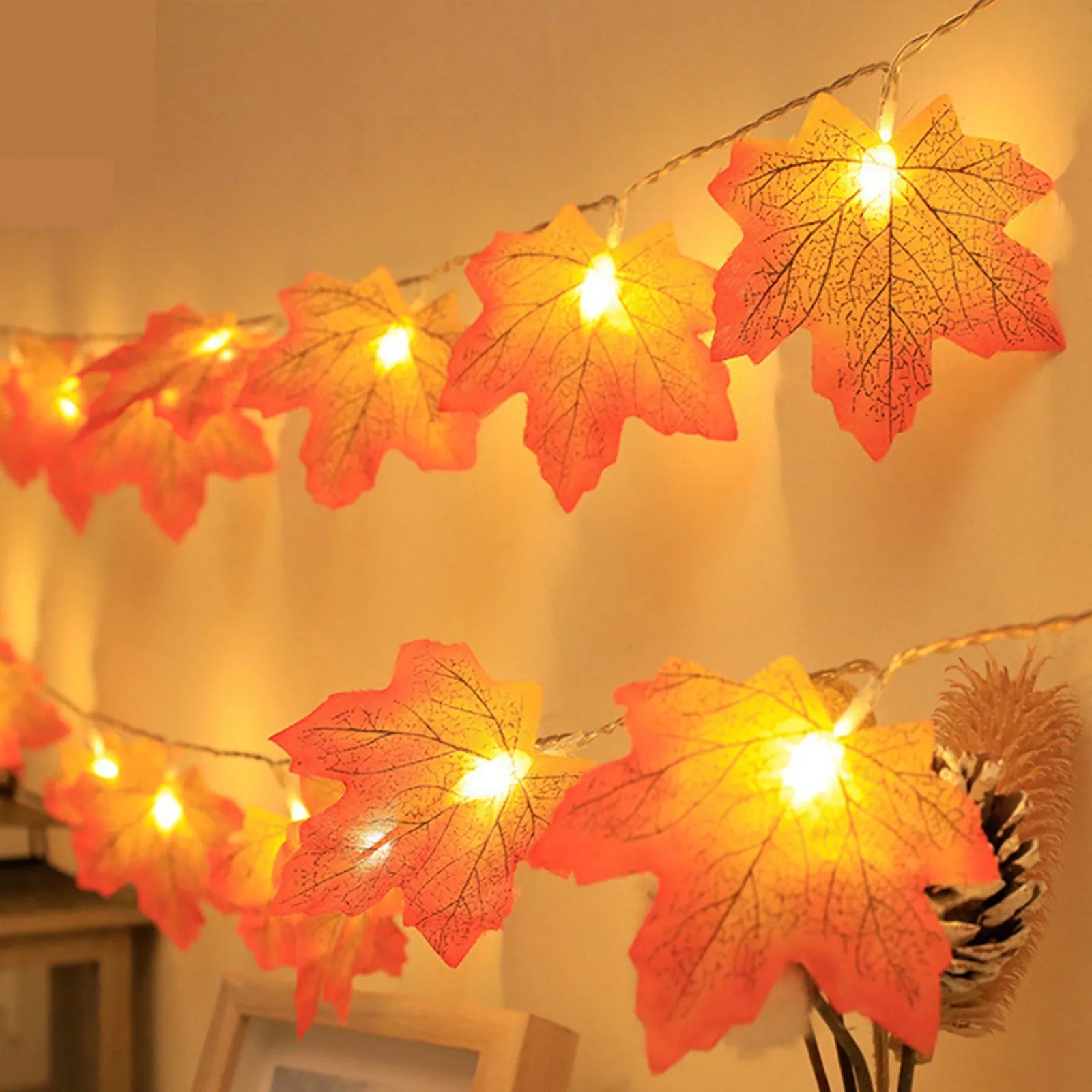 1.65M LED Maple Leaves Garland for Holiday Cheer