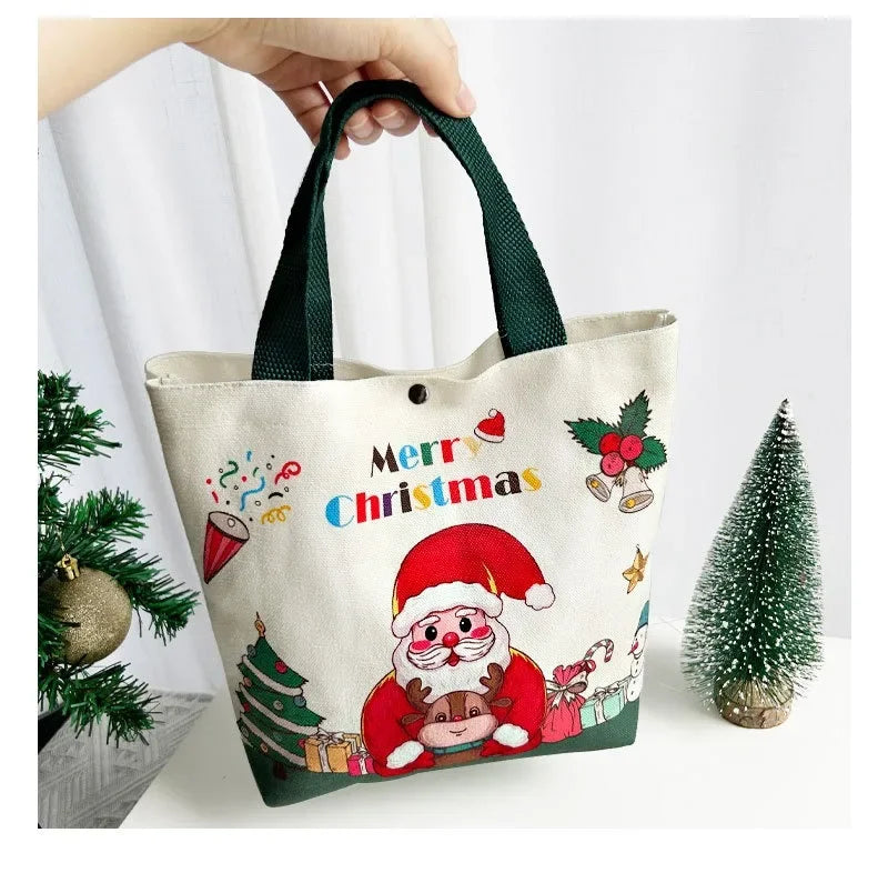 Festive Canvas Christmas Gift Bag - Santa & Elk - Image 6