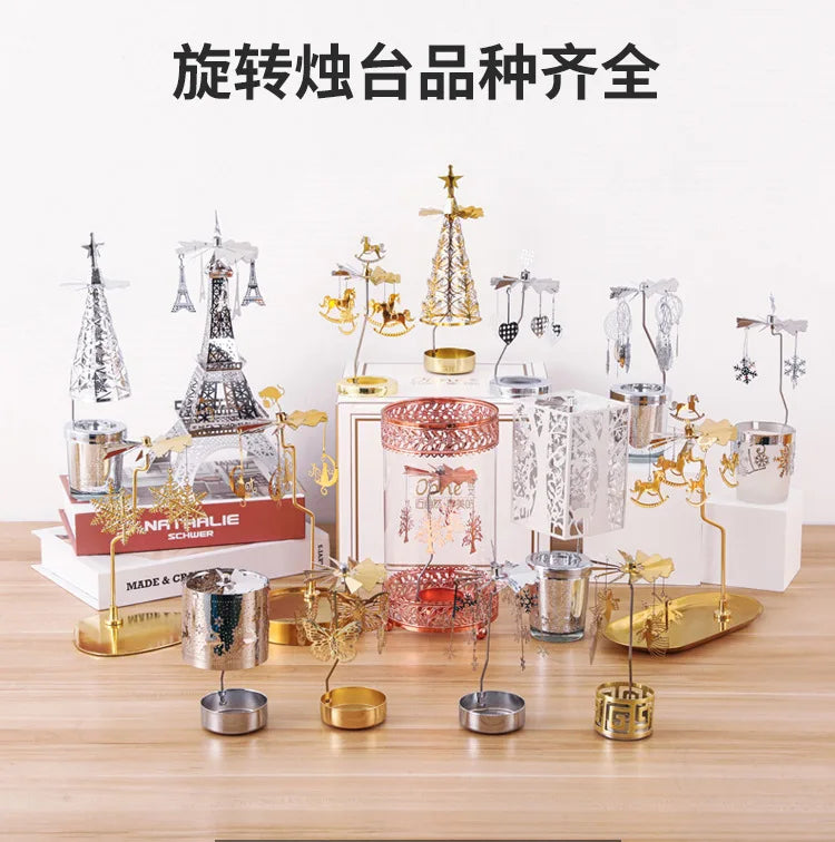 Elegant Rotating Triangle Tray Candle Holder for Christmas - Image 41