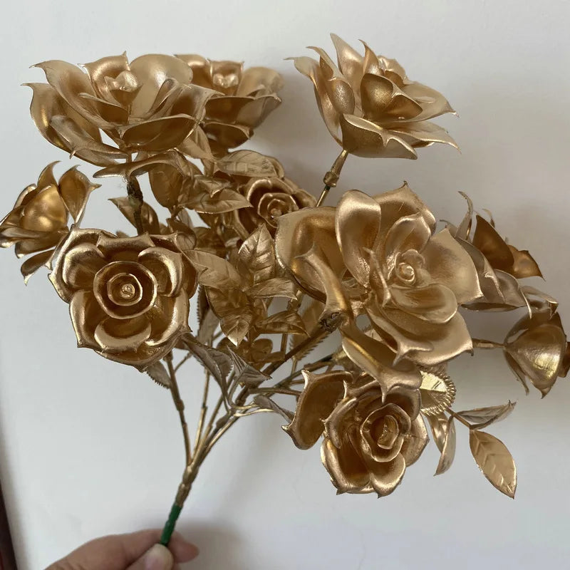 “Elegant Golden Eucalyptus Rose Bouquet for Christmas” - Image 11
