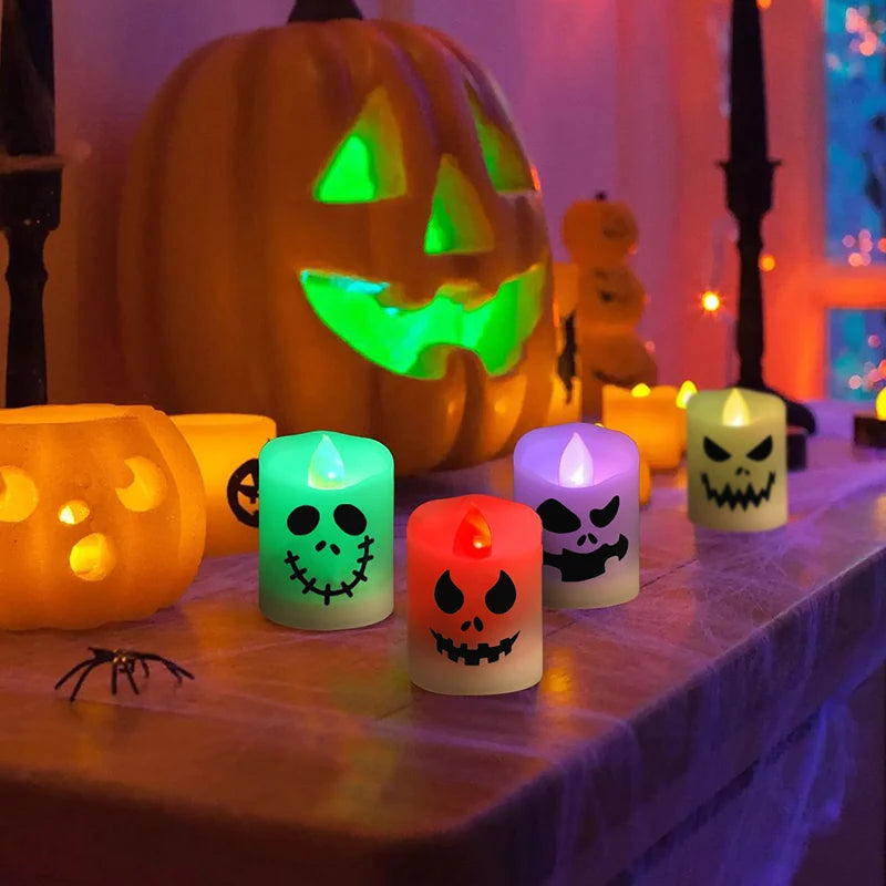Spooky LED Ghost Pumpkin Candle Set for Halloween - Image 7