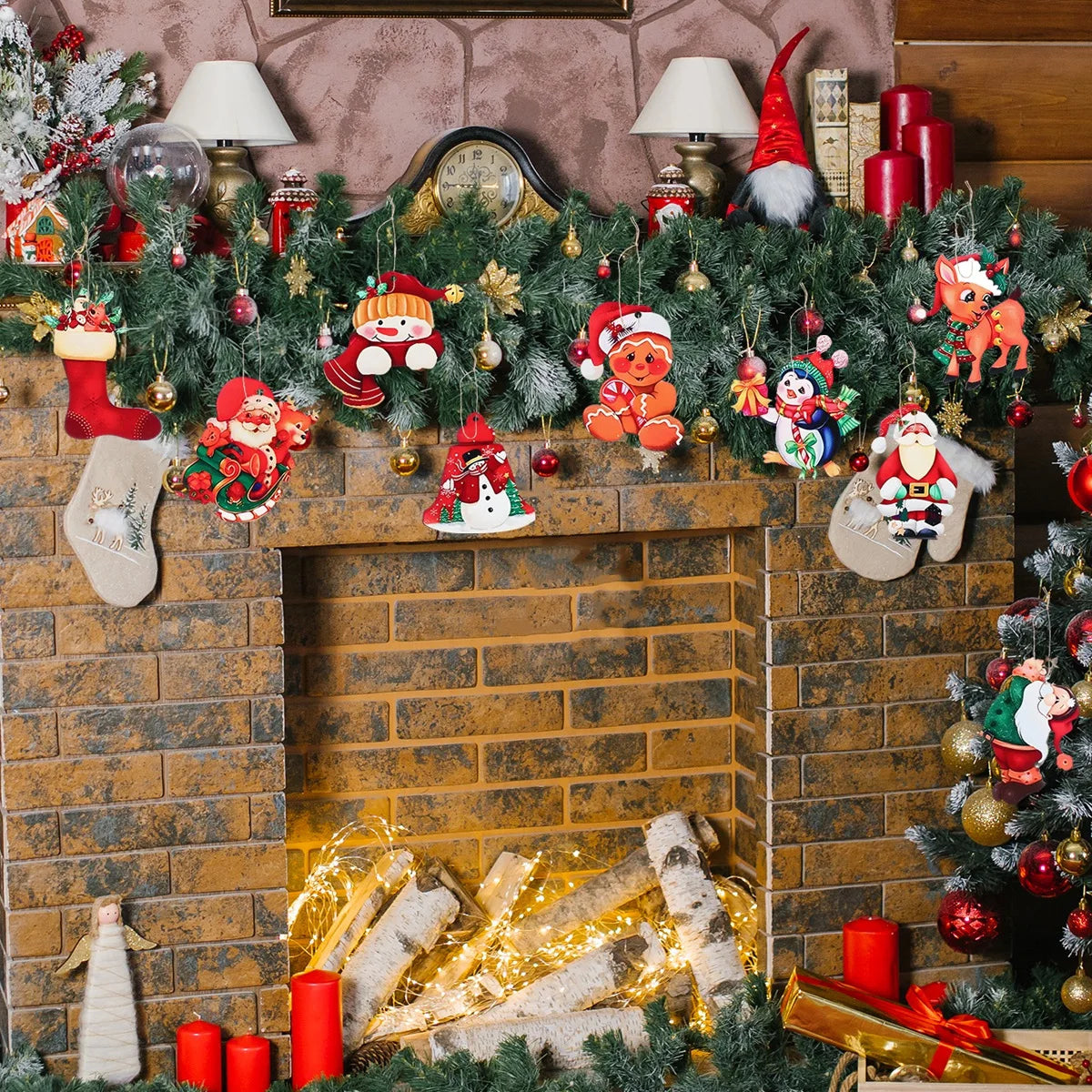 24pcs Festive Wooden Christmas Tree Ornaments - Image 10