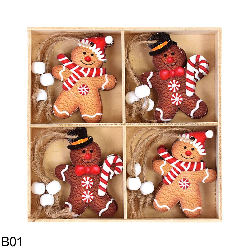 12 Pcs Wooden Gingerbread Man Ornaments for Christmas Decor - Image 2