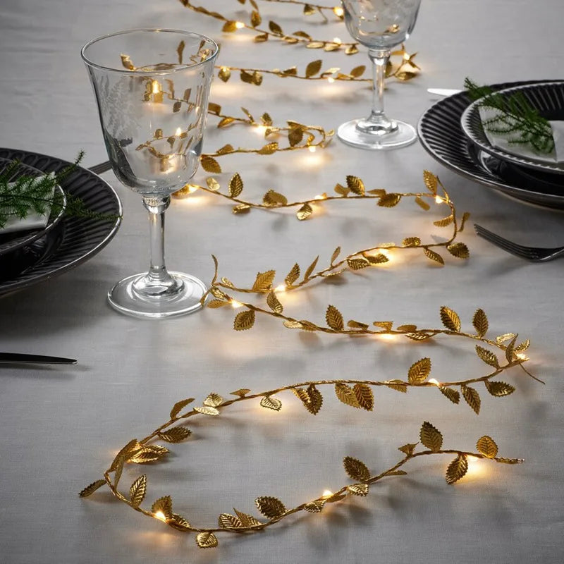 Enchanting 20LED Golden Leaves Fairy Lights for Holidays
