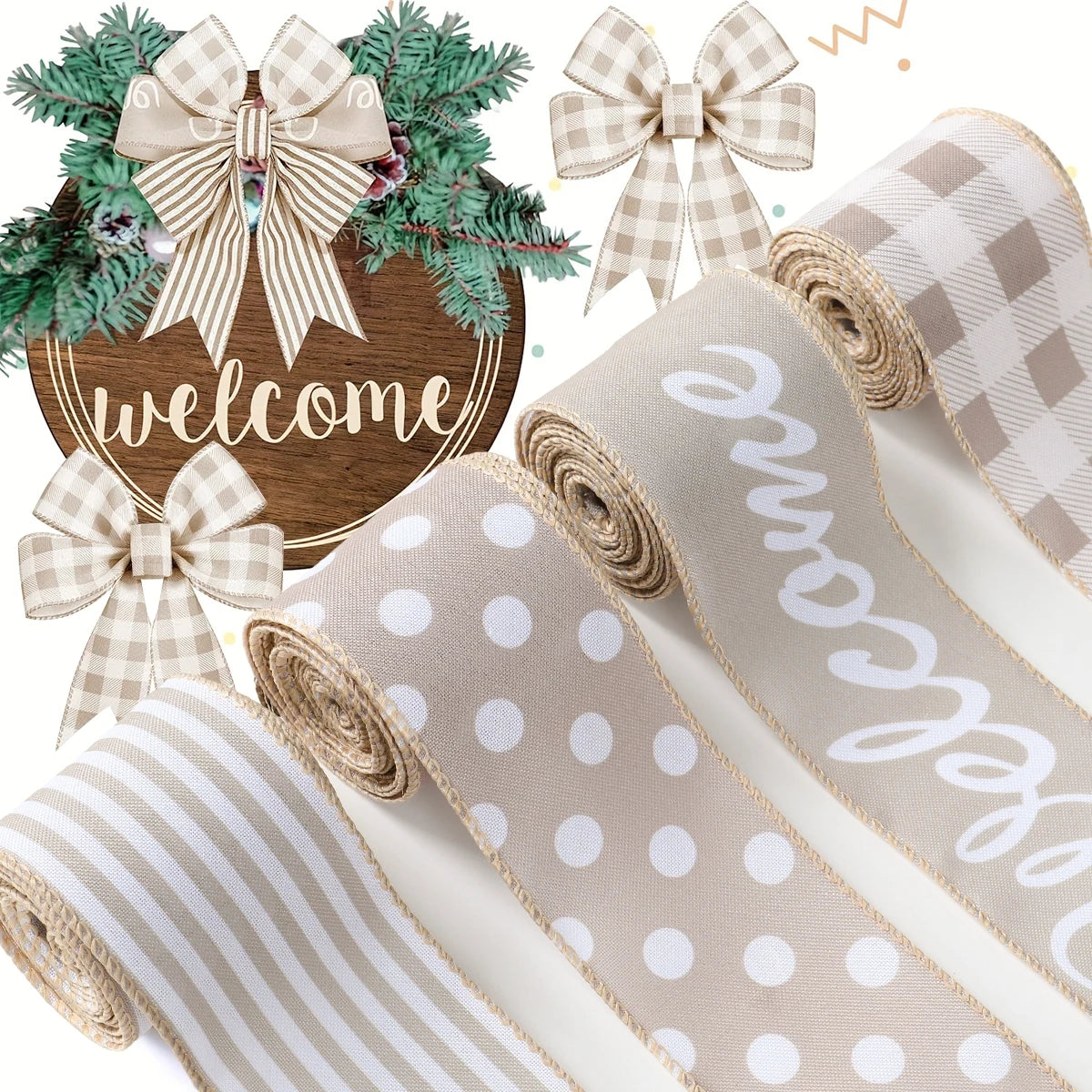 Charming Antique European Christmas Ribbon Décor - Image 3
