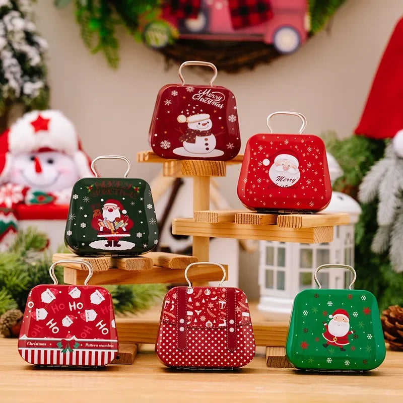 Festive Christmas Tin Handbags - Santa & Snowman